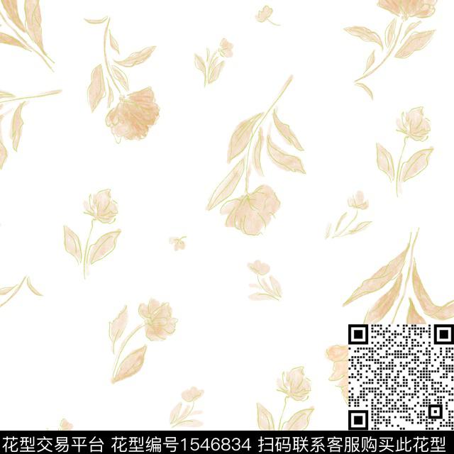 手绘花卉水彩花卉数码印花花型下载（图片编号: 1546834） - 瓦栏（Walan）