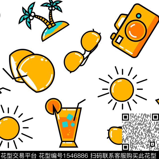 椰子树女装太阳数码印花花型下载（图片编号: 1546886） - 瓦栏（Walan）