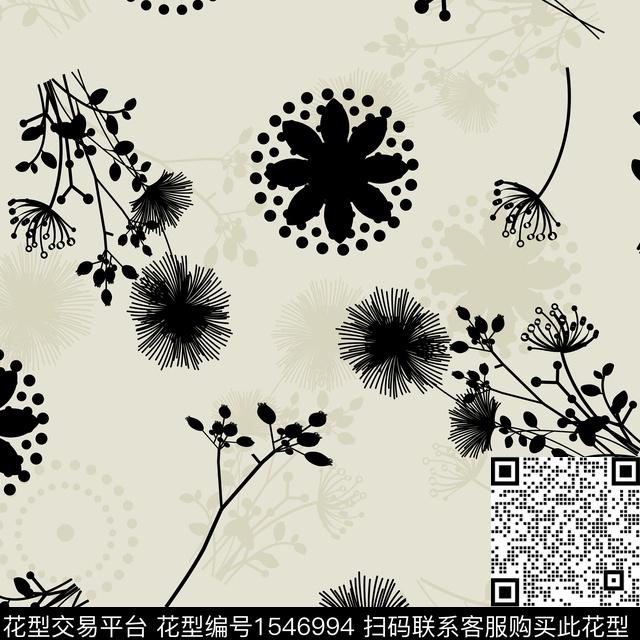 女装绿植树叶花卉数码印花花型下载（图片编号: 1546994） - 瓦栏（Walan）