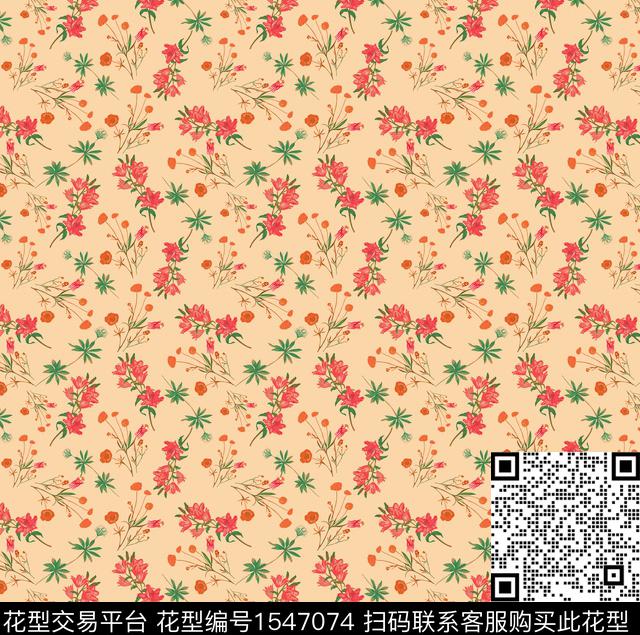 810-11.jpg - 1547074 - 绿植树叶 小碎花 花卉 - 数码印花花型 － 女装花型设计 － 瓦栏