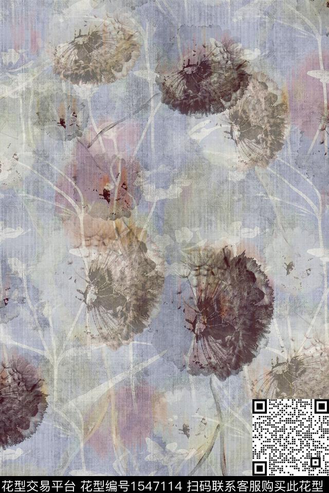 肌理花卉底纹数码印花花型下载（图片编号: 1547114） - 瓦栏（Walan）