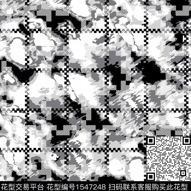 几何格子迷彩数码印花花型下载（图片编号: 1547248） - 瓦栏（Walan）