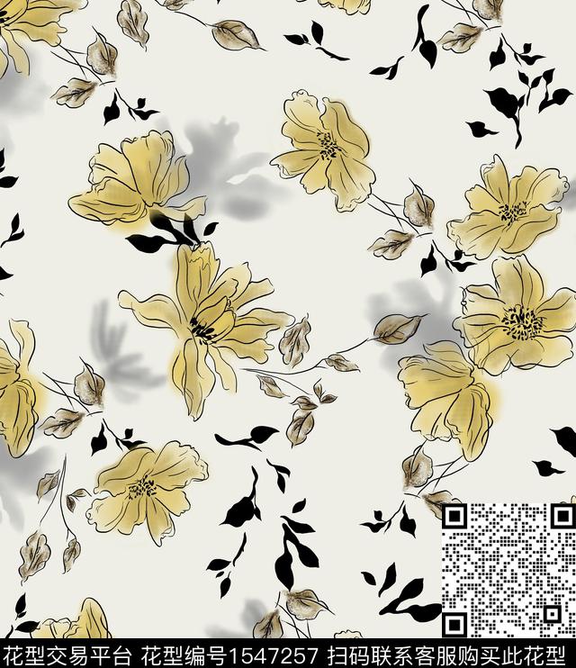 女装花卉连衣裙数码印花花型下载（图片编号: 1547257） - 瓦栏（Walan）