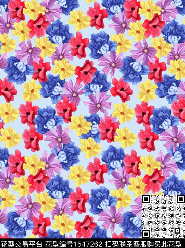 813-2.jpg - 1547262 - 手绘花卉 小碎花 花卉 - 数码印花花型 － 女装花型设计 － 瓦栏
