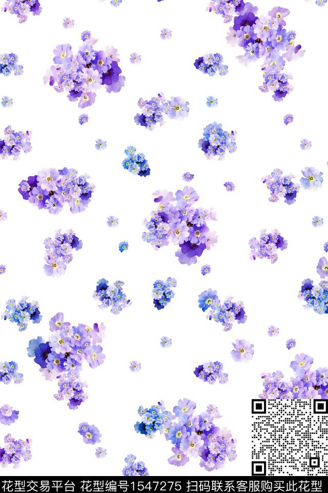 花卉清爽小碎花数码印花花型下载（图片编号: 1547275） - 瓦栏（Walan）