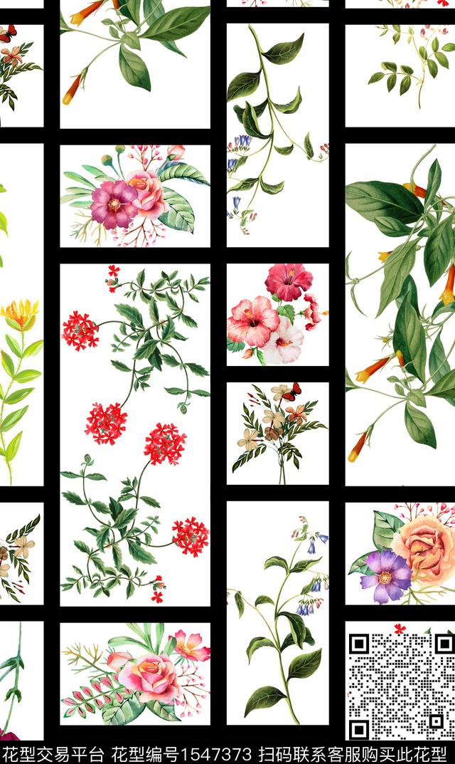 815-2.jpg - 1547373 - 绿植树叶 格子 花卉 - 数码印花花型 － 女装花型设计 － 瓦栏