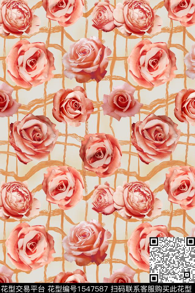 50.jpg - 1547587 - 花卉 条纹 格子 - 数码印花花型 － 女装花型设计 － 瓦栏