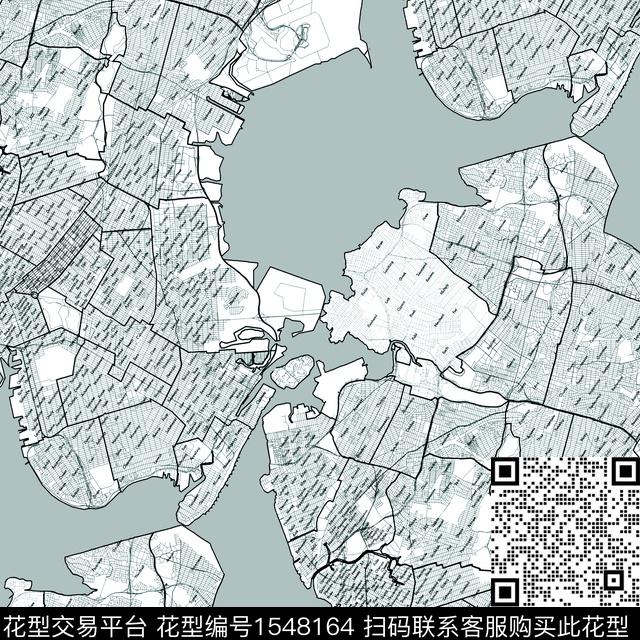地图肌理黑白花型数码印花花型下载（图片编号: 1548164） - 瓦栏（Walan）