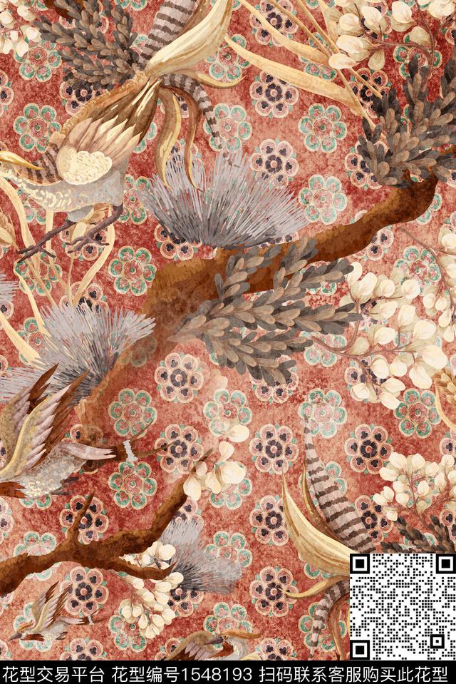 中国风真丝香云纱数码印花花型下载（图片编号: 1548193） - 瓦栏（Walan）