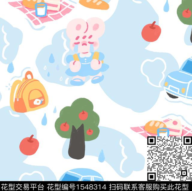 趣味童装小兔子数码印花花型下载（图片编号: 1548314） - 瓦栏（Walan）
