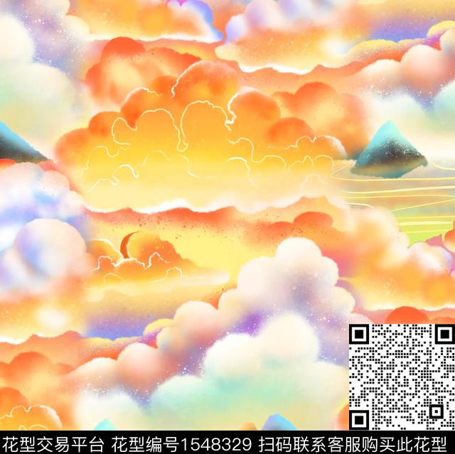 天空渐变2023数码印花花型下载（图片编号: 1548329） - 瓦栏（Walan）