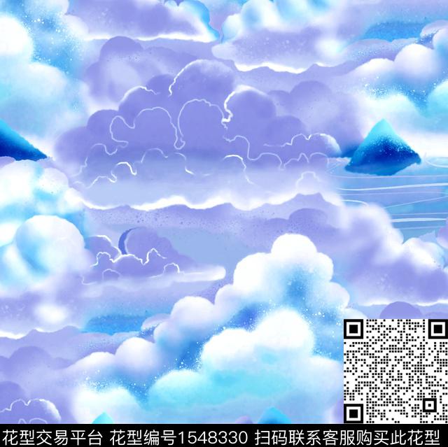 天空渐变2023数码印花花型下载（图片编号: 1548330） - 瓦栏（Walan）