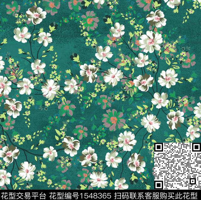 822-2.jpg - 1548365 - 碎花 平面花卉 绿植树叶 - 数码印花花型 － 女装花型设计 － 瓦栏