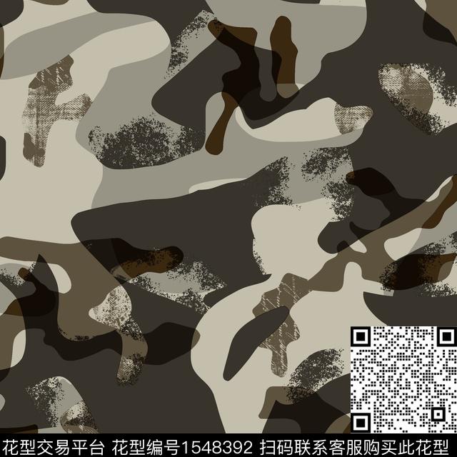 迷彩几何抽象男装数码印花花型下载（图片编号: 1548392） - 瓦栏（Walan）