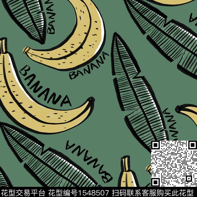 R2307101A.jpg - 1548507 - 字母 香蕉 热带花型 - 数码印花花型 － 男装花型设计 － 瓦栏