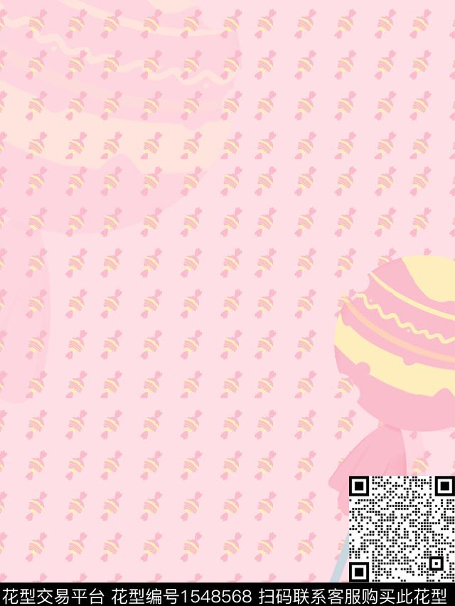 粉色系棒棒糖.jpg - 1548568 - 可爱 趣味 糖果 - 传统印花花型 － 女装花型设计 － 瓦栏