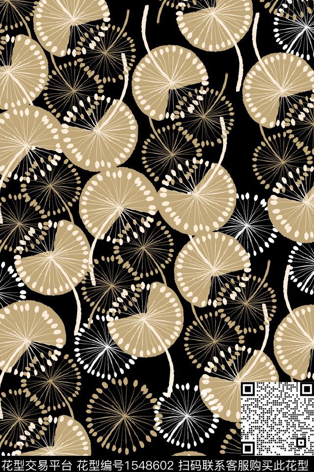 黄金轮.jpg - 1548602 - 休闲风 男装 抽象花卉 - 传统印花花型 － 男装花型设计 － 瓦栏