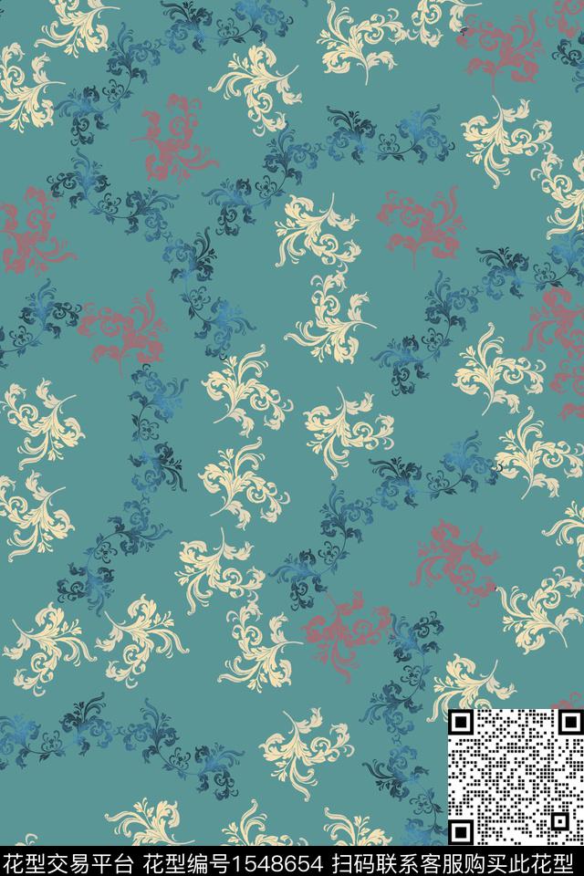 复古花纹古典花纹数码印花花型下载（图片编号: 1548654） - 瓦栏（Walan）