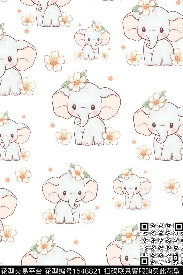 可爱卡通动物小花数码印花花型下载（图片编号: 1548821） - 瓦栏（Walan）