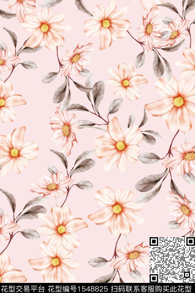 YD233024.jpg - 1548825 - 大牌风 抽象花卉 花卉 - 数码印花花型 － 女装花型设计 － 瓦栏