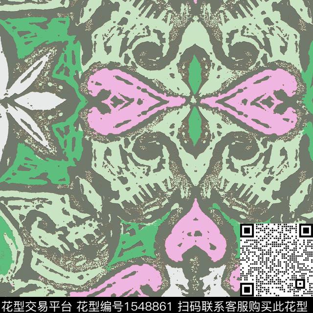 ZZ122 patt...jpg - 1548861 - 民族风 抽象 几何 - 数码印花花型 － 女装花型设计 － 瓦栏