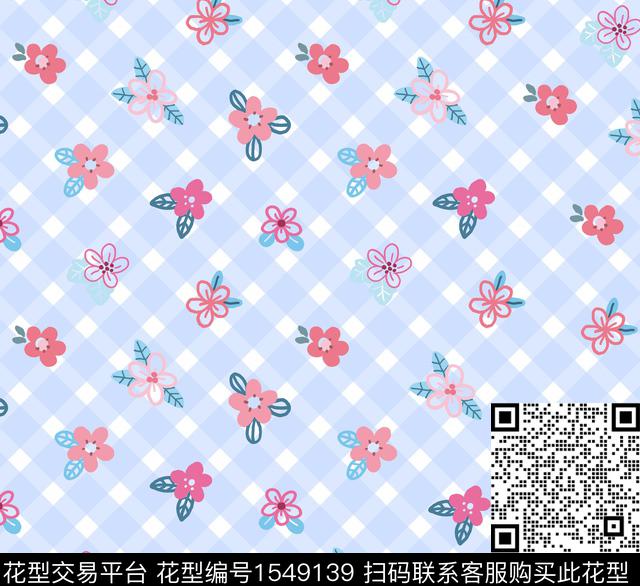 格子小碎花花卉传统印花花型下载（图片编号: 1549139） - 瓦栏（Walan）