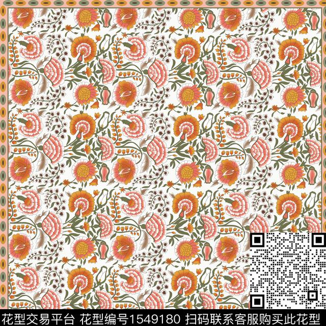 230903方巾.jpg - 1549180 - 丝巾 方巾 花卉 - 数码印花花型 － 方巾花型设计 － 瓦栏