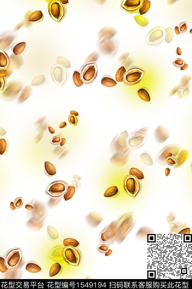 杏仁虚影年轻女性数码印花花型下载（图片编号: 1549194） - 瓦栏（Walan）