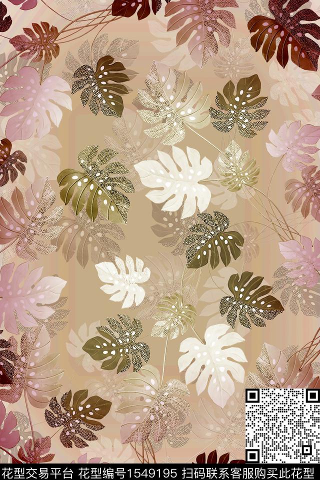 满版绿植树叶数码花型数码印花花型下载（图片编号: 1549195） - 瓦栏（Walan）