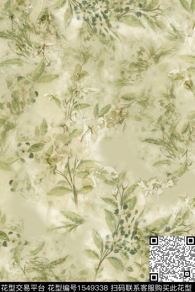 肌理创意抽象花卉数码印花花型下载（图片编号: 1549338） - 瓦栏（Walan）