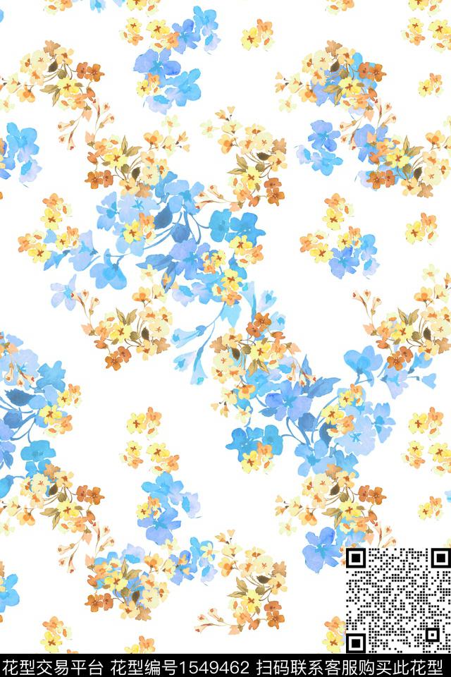 花卉清爽小碎花数码印花花型下载（图片编号: 1549462） - 瓦栏（Walan）