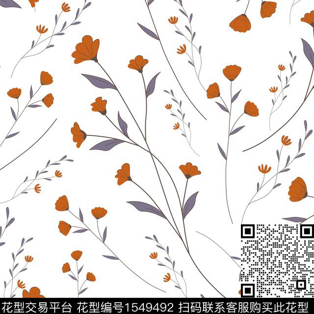 H-075.jpg - 1549492 - 枝条 碎花 花卉 - 数码印花花型 － 女装花型设计 － 瓦栏