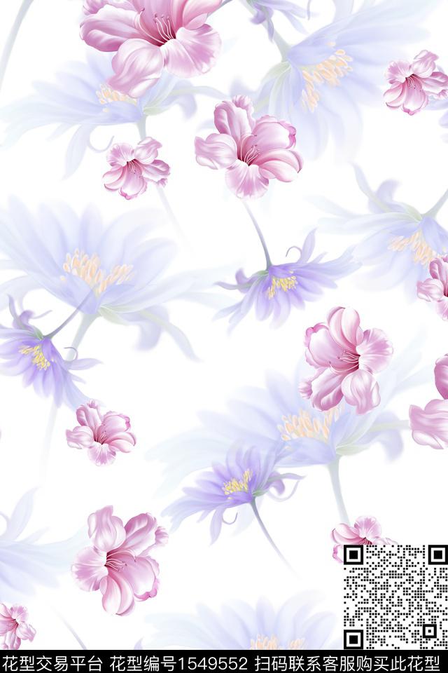 WC03184.jpg - 1549552 - 花卉 满版散花 年轻女性 - 数码印花花型 － 女装花型设计 － 瓦栏