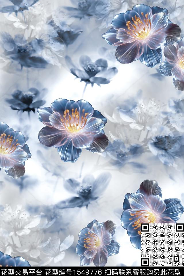 影花女装花卉数码印花花型下载（图片编号: 1549776） - 瓦栏（Walan）