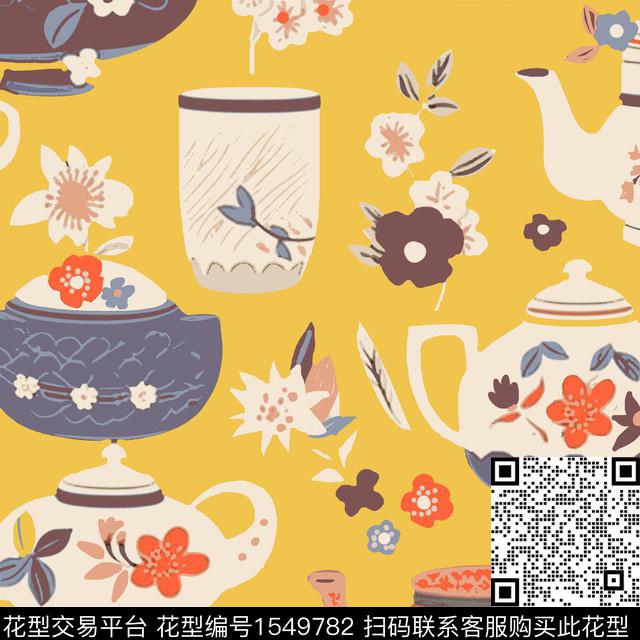 ZZ412 pa v.jpg - 1549782 - 趣味 花卉 茶壶 - 数码印花花型 － 礼品花型设计 － 瓦栏