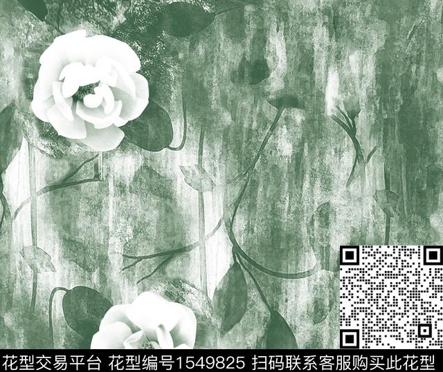 ST-20230907N-001-绿.jpg - 1549825 - 花卉 水彩 底纹 - 数码印花花型 － 女装花型设计 － 瓦栏