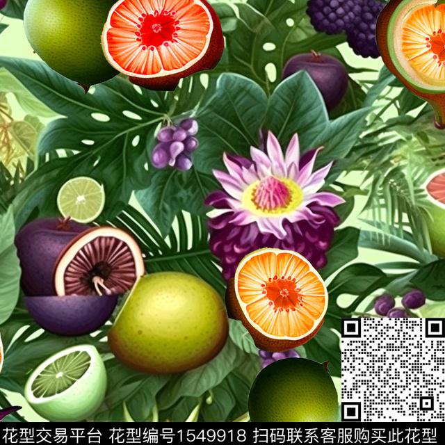 ZZ414 pa v.jpg - 1549918 - 花卉 水果 热带 - 数码印花花型 － 泳装花型设计 － 瓦栏