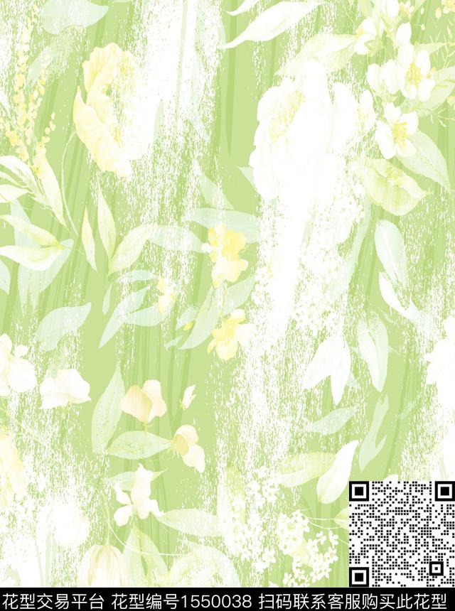 花卉抽象肌理数码印花花型下载（图片编号: 1550038） - 瓦栏（Walan）