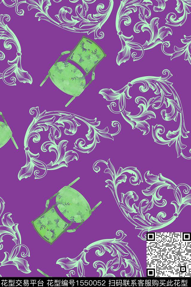 欧洲复古佩斯利数码印花花型下载（图片编号: 1550052） - 瓦栏（Walan）