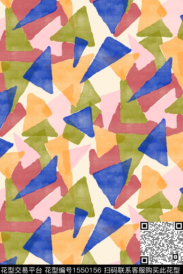 彩色几何01.jpg - 1550156 - 三角形 水彩 几何 - 数码印花花型 － 女装花型设计 － 瓦栏