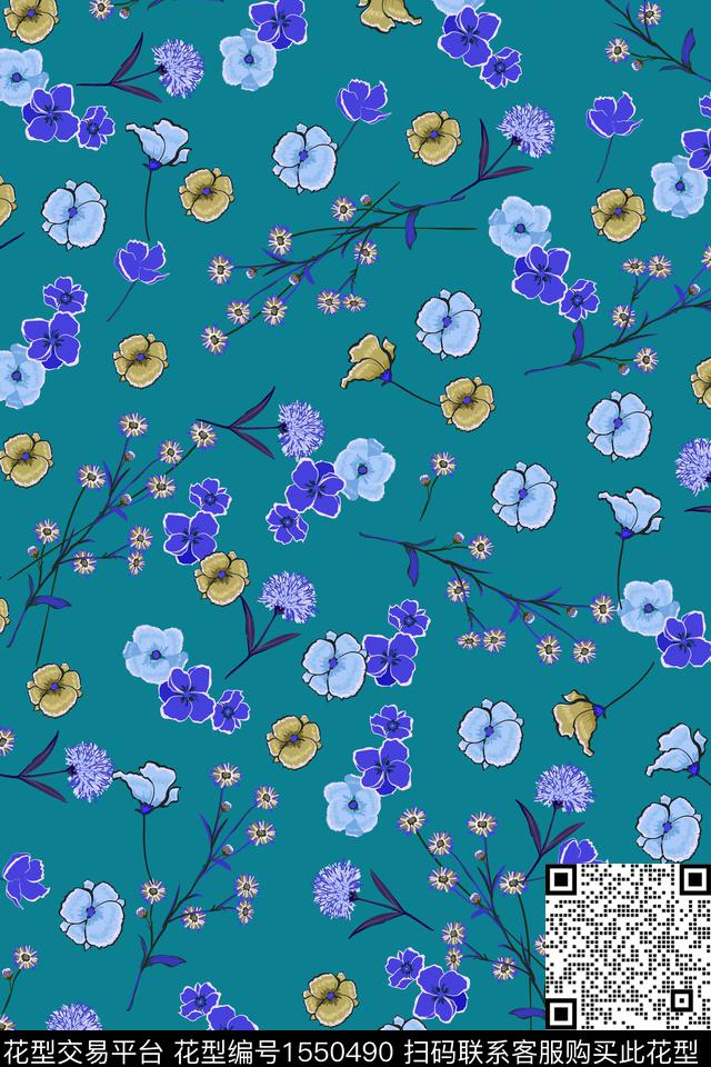 女装小碎花花卉数码印花花型下载（图片编号: 1550490） - 瓦栏（Walan）