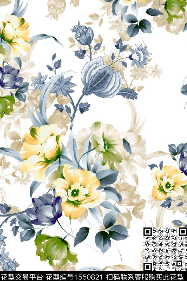 Z14415.jpg - 1550821 - 水彩 影花 花卉 - 数码印花花型 － 女装花型设计 － 瓦栏
