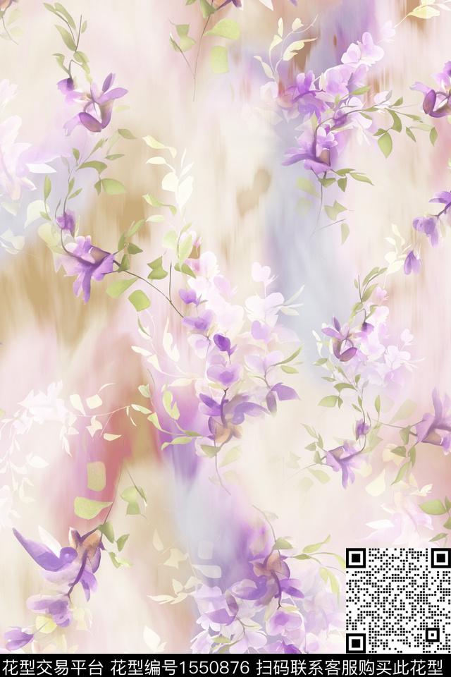 手绘花卉底纹满版散花数码印花花型下载（图片编号: 1550876） - 瓦栏（Walan）