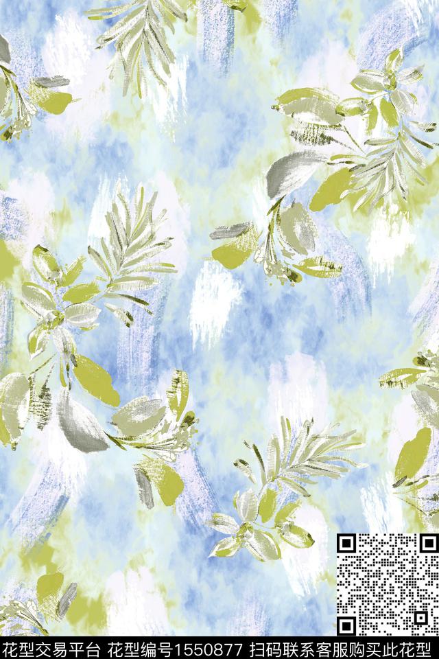 手绘花卉水彩油画数码印花花型下载（图片编号: 1550877） - 瓦栏（Walan）