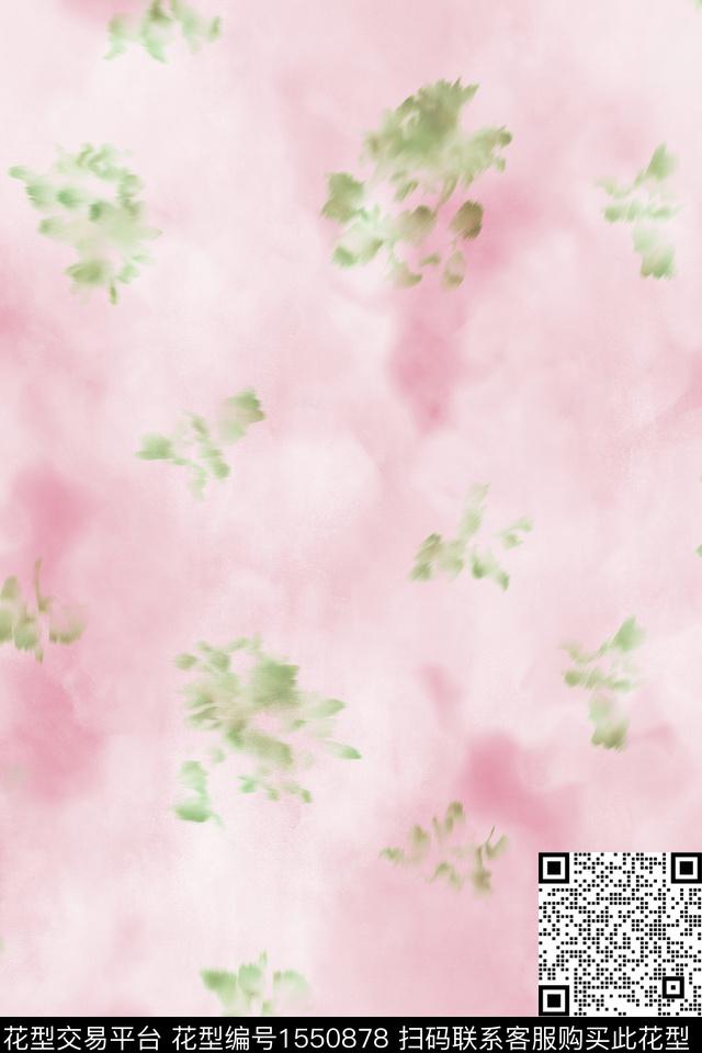 底纹抽象花卉模糊数码印花花型下载（图片编号: 1550878） - 瓦栏（Walan）