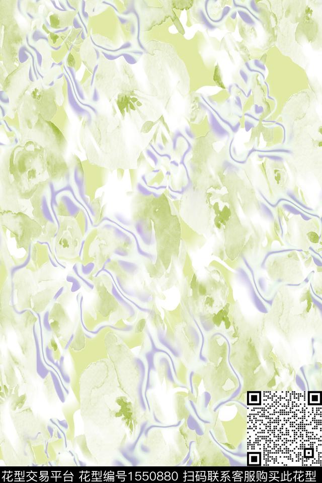 抽象花卉底纹数码印花花型下载（图片编号: 1550880） - 瓦栏（Walan）