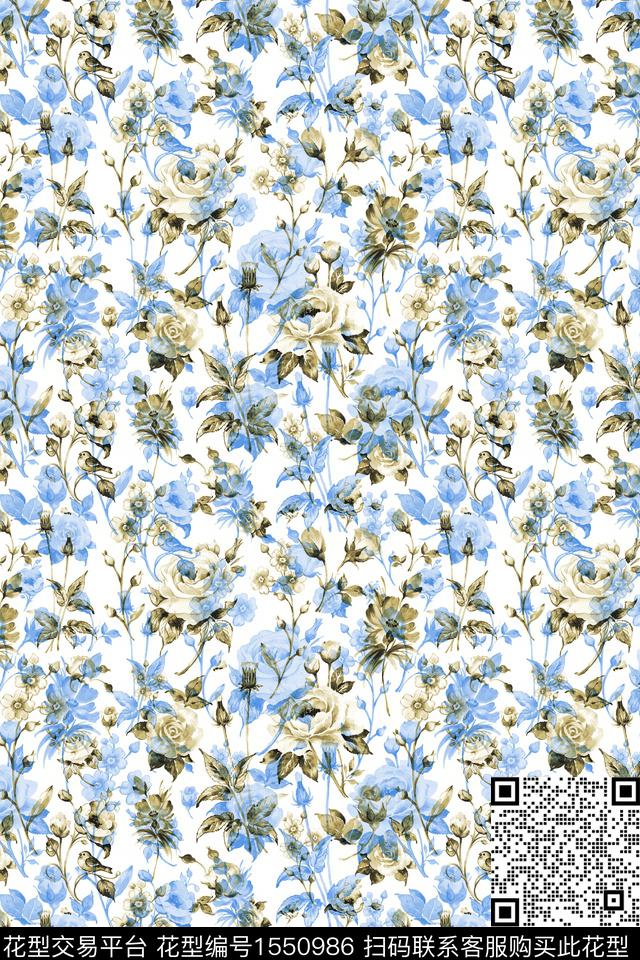 花卉小碎花影花数码印花花型下载（图片编号: 1550986） - 瓦栏（Walan）