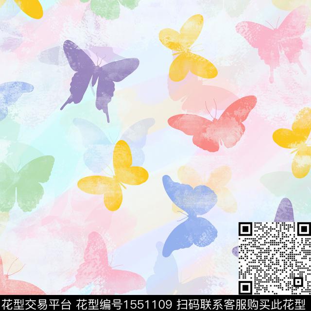 翅膀蝴蝶炫彩传统印花花型下载（图片编号: 1551109） - 瓦栏（Walan）