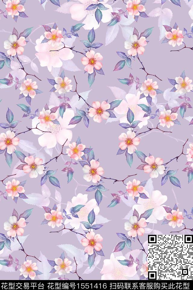 小碎花影花花卉数码印花花型下载（图片编号: 1551416） - 瓦栏（Walan）