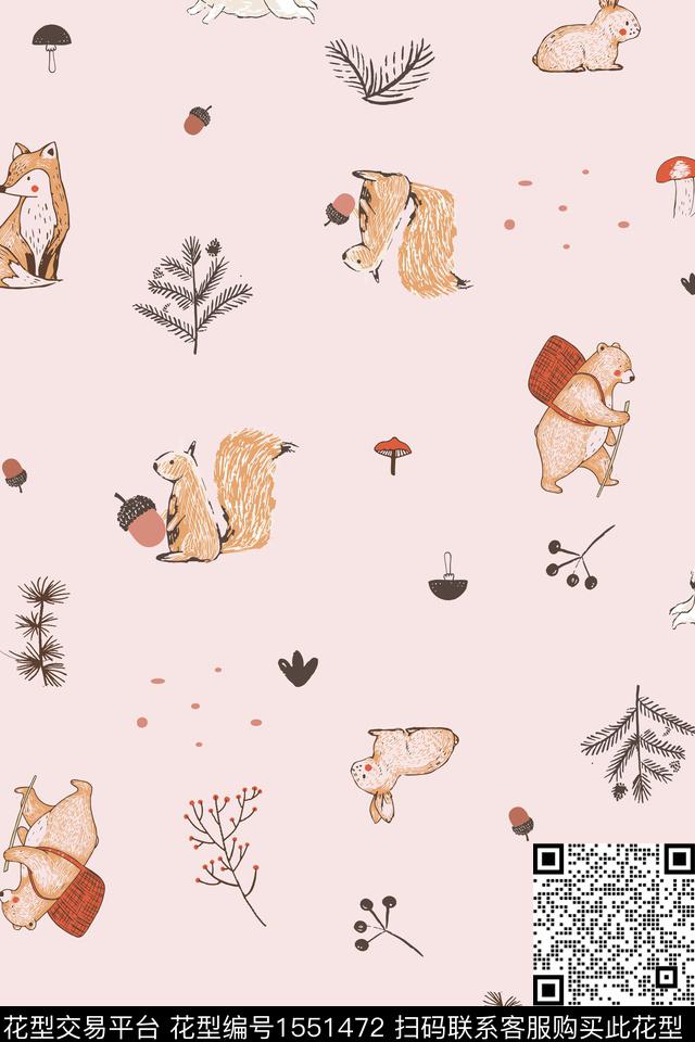 卡通动物趣味传统印花花型下载（图片编号: 1551472） - 瓦栏（Walan）